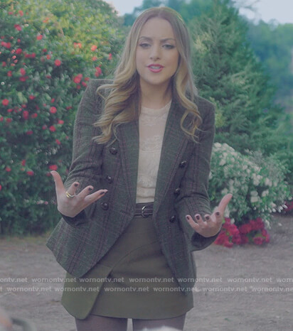 Fallon’s plaid blazer and skirt on Dynasty