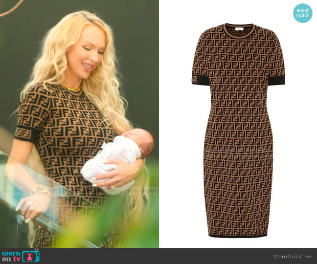 Fendi Stretch-Knit Midi Dress worn by Christine Quinn on Selling Sunset