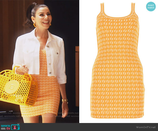 Fendi FF Motif Mini Sheath Dress worn by Heather Dubrow on The Real Housewives of Orange County