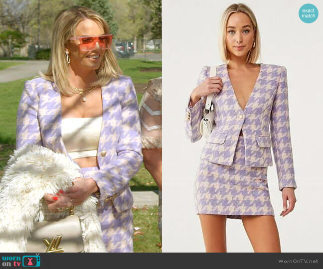 Forever 21 Tweed Houndstooth Mini Skirt worn by Whitney Rose on The Real Housewives of Salt Lake City
