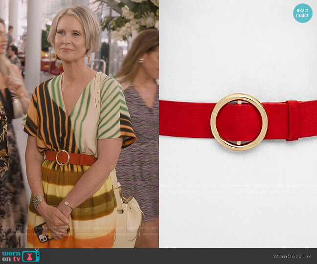 Frame O-ring Suede Belt worn by Miranda Hobbs (Cynthia Nixon) on And Just Like That