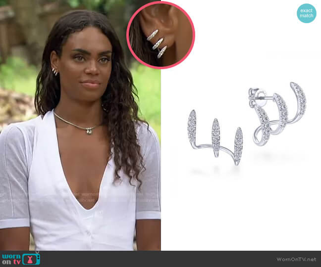 Gabriel & Co Kaslique Diamond Stud Earrings worn by Michelle Young on The Bachelorette