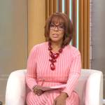 Gayle King’s pink ribbed midi dress on CBS Mornings