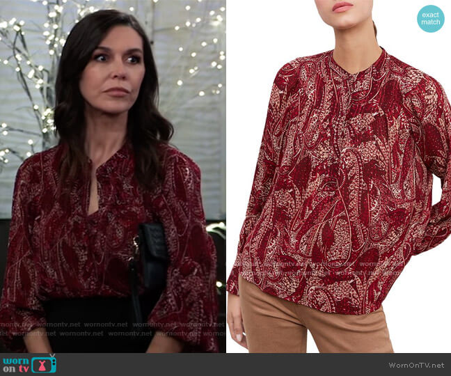Gerard Darel Camill Printed Blouse worn by Anna Devane (Finola Hughes) on General Hospital