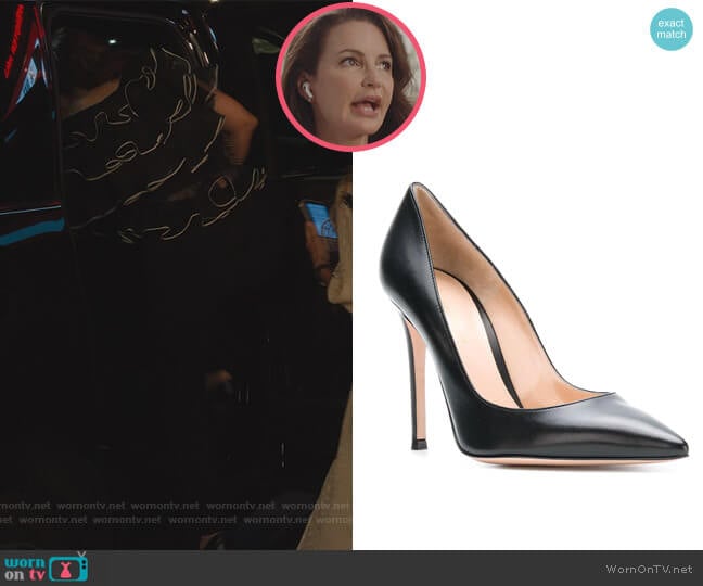 Gianvito Rossi 105 leather pumps worn by Charlotte York (Kristin Davis) on And Just Like That