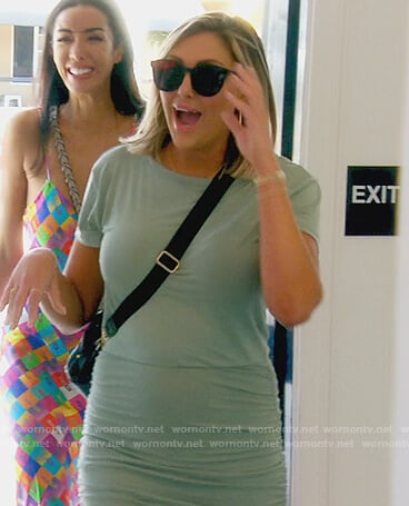 Gina’s green ruched tee dress on The Real Housewives of Orange County