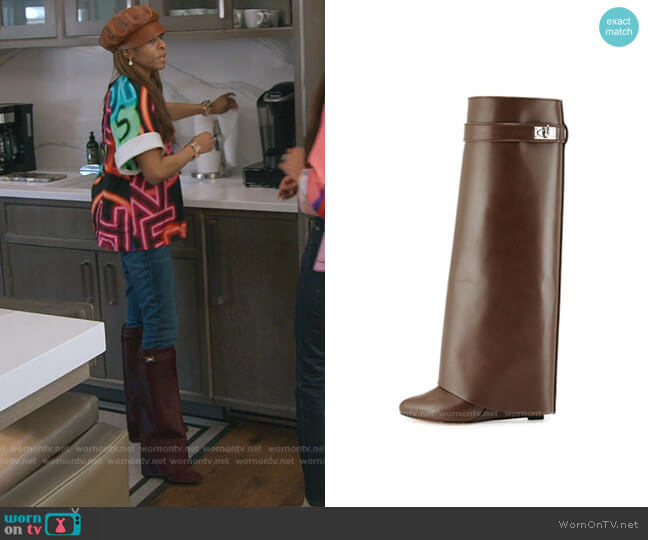 Givenchy Shark Lock Leather Fold-Over Boot worn by Mary Cosby on The Real Housewives of Salt Lake City