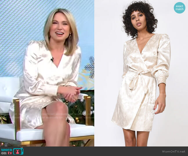 Greylin Pauline Jacquard Faux Wrap Dress worn by Amy Robach on Good Morning America