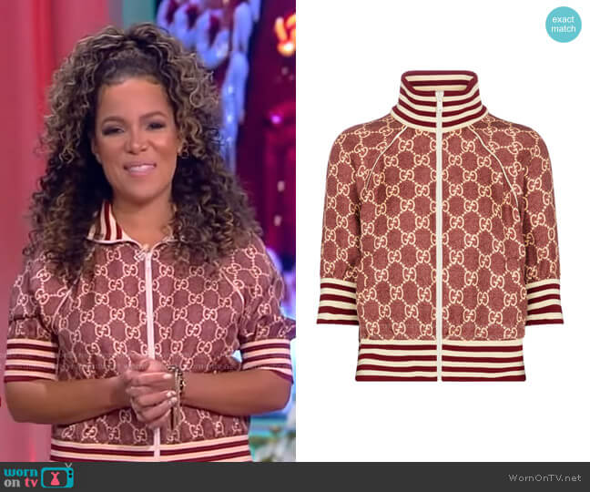 Gucci GG Supreme Silk Twill Track Jacket worn by Sunny Hostin on The View