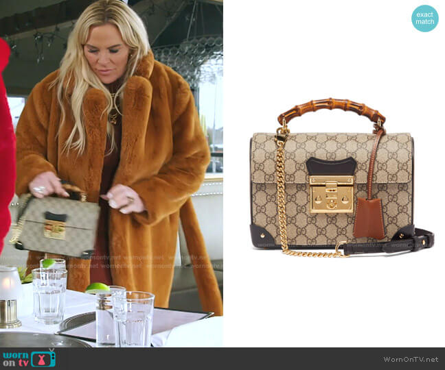 Gucci Padlock Bamboo-Handle GG Supreme Handbag worn by Heather Gay on The Real Housewives of Salt Lake City