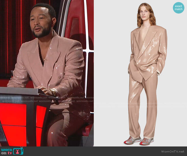Gucci Sequin Wool Mohair Jacket worn by John Legend on The Voice