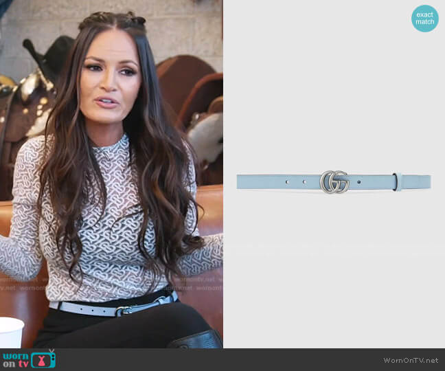 Gucci Thin Belt with Double G Buckle worn by Lisa Barlow on The Real Housewives of Salt Lake City
