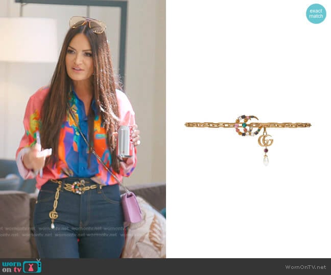 Gucci Chain Belt with Crystal Double G Buckle worn by Lisa Barlow on The Real Housewives of Salt Lake City
