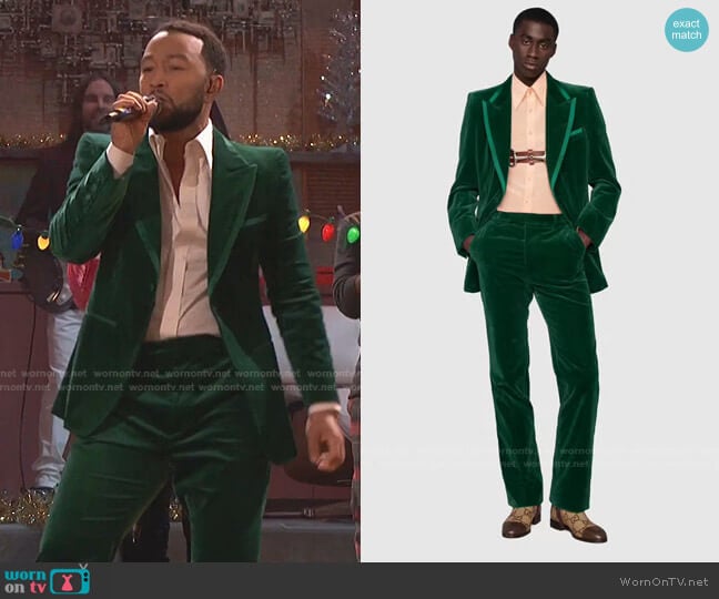 Gucci Stretch Velvet Jacket worn by John Legend on The Voice