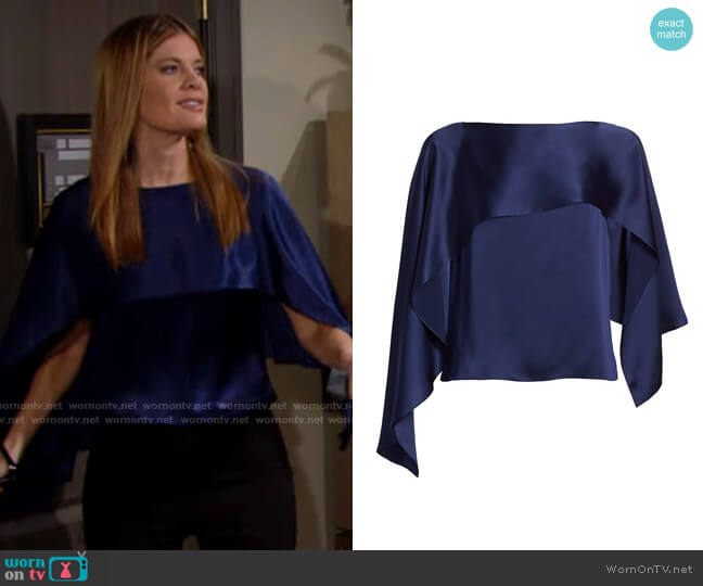Halston Addilyn Charmeuse Top worn by Phyllis Summers (Michelle Stafford) on The Young and the Restless