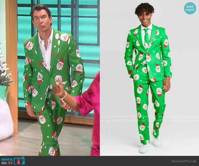 Tipsy Elves Santa Clause Print Blazer worn by Jerry O'Connell on The Talk