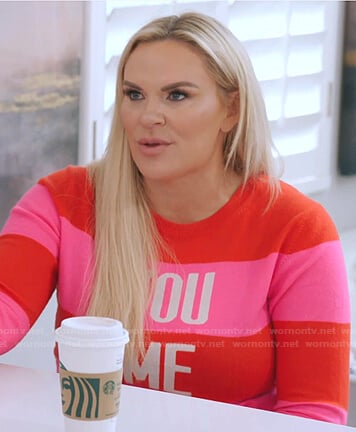 Heather’s red and pink striped sweater on The Real Housewives of Salt Lake City