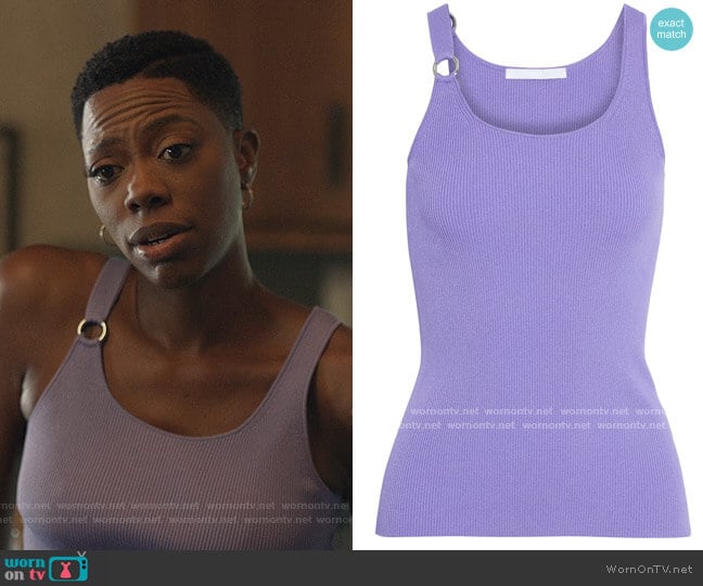 Helmut Lang Ring-embellished Ribbed-knit Tank worn by Molly Carter (Yvonne Orji) on Insecure