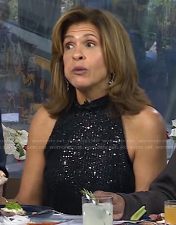 Hoda’s black sequin halter top on Today