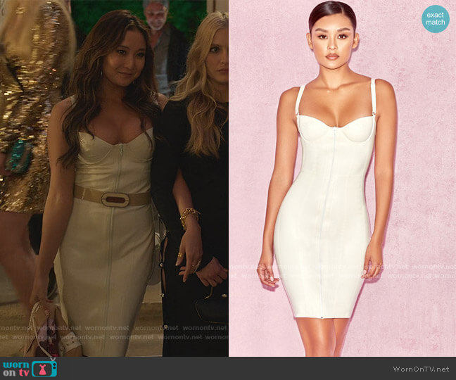 House of CB Lexii Latex Bustier Zip Up Dress worn by Mindy Chen (Ashley Park) on Emily in Paris