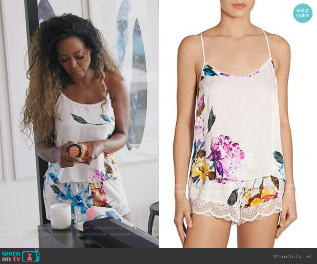 In Bloom Lace-Trim Floral-Print Shorts Pajama Set worn by Kenya Moore on The Real Housewives Ultimate Girls Trip