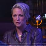Jamie Yuccas’s purple leather shirtdress on CBS Mornings