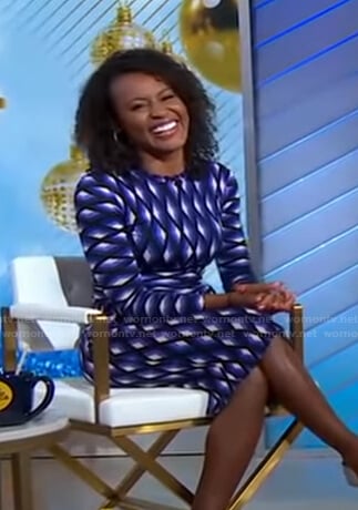 Janai’s blue geometric print dress on Good Morning America