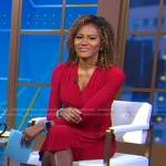 Janai’s red long sleeved wrap dress on Good Morning America