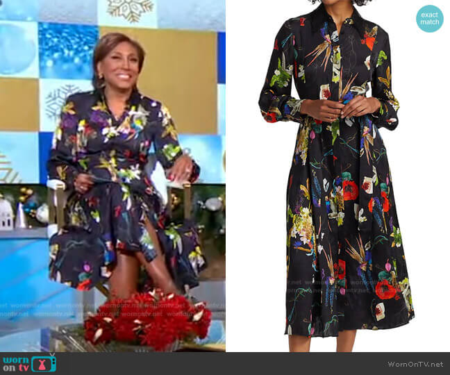 Jason Wu Abstract & Floral Shirt Dress worn by Robin Roberts on Good Morning America