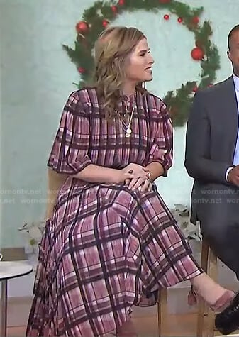 Jenna’s pink plaid midi dress on Today