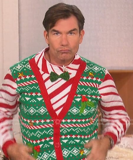 Jerry’s mixed print Christmas sweater on The Talk