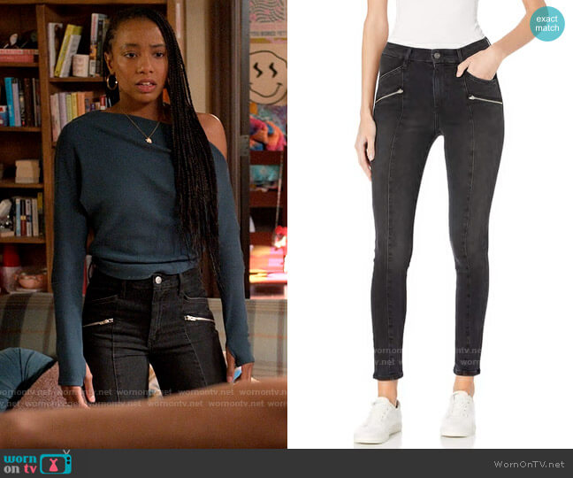 Joe's Jeans Charlie High Rise Skinny Ankle worn by Whitney Chase (Alyah Chanelle Scott) on The Sex Lives of College Girls