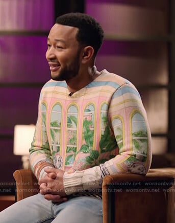 John’s pink printed sweater on The Voice