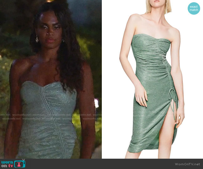 Jonathan Simkhai Roxanne Ruched Plisse Dress worn by Michelle Young on The Bachelorette