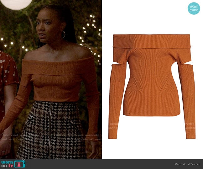 Jonathan Simkhai Zayla Sweater worn by Whitney Chase (Alyah Chanelle Scott) on The Sex Lives of College Girls
