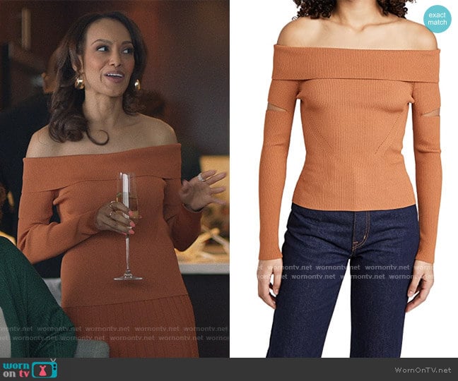 Jonathan Simkhai Zayla Compact Knit Off Shoulder Sweater