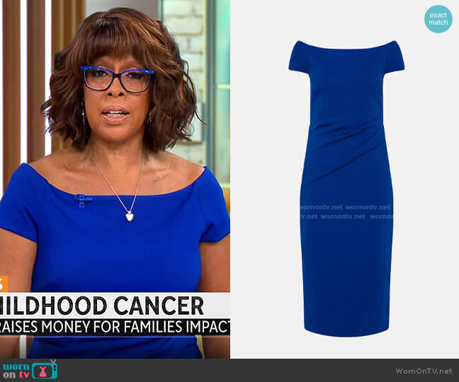 Karen Millen Highline Bardot Dress worn by Gayle King on CBS Mornings