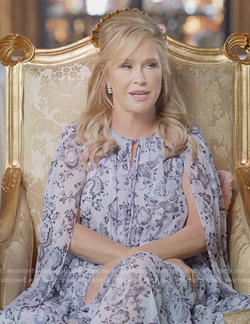Kathy’s blue floral cape dress on Paris in Love