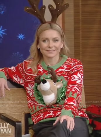 Kelly’s reindeer ugly Christmas sweater on Live with Kelly and Ryan