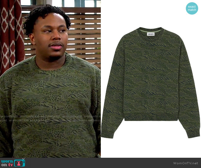 Kenzo Animal Print Classic Sweatshirt worn by Marty (Marcel Spears) on The Neighborhood