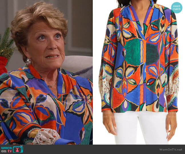 Kobi Halperin Jojo Silk Blouse worn by Norma (Linda Lavin) on B Positive