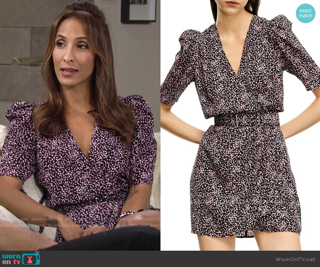 The Kooples Dot Print Wrap Dress worn by Lily Winters (Christel Khalil) on The Young and the Restless