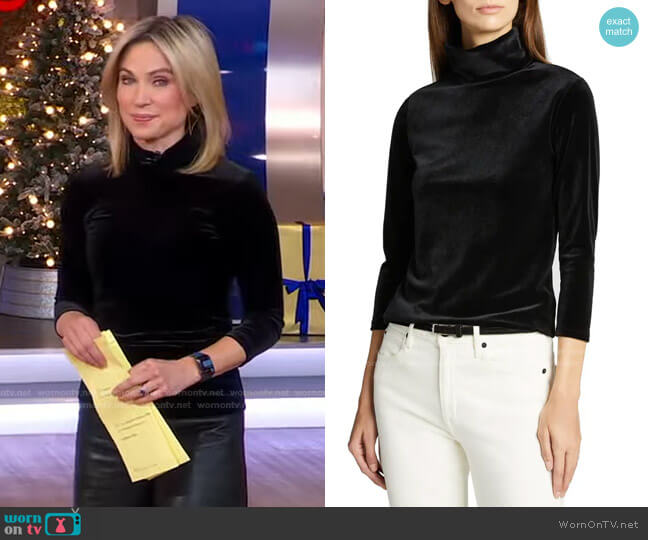 L'Agence Aja 3/4-Sleeve Turtleneck Top worn by Amy Robach on Good Morning America