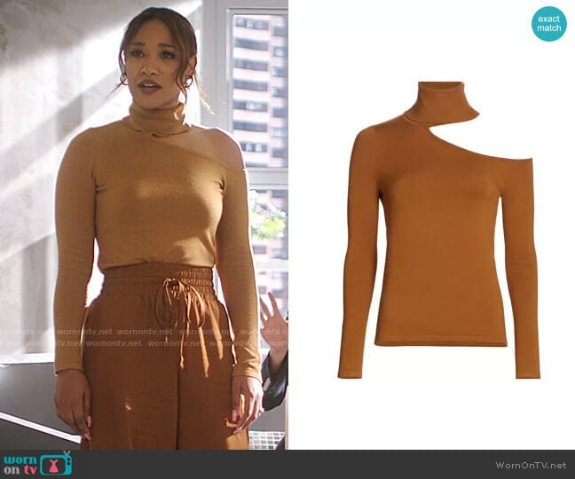 L'Agence Nicky Cutout Turtleneck Sweater worn by Iris West (Candice Patton) on The Flash