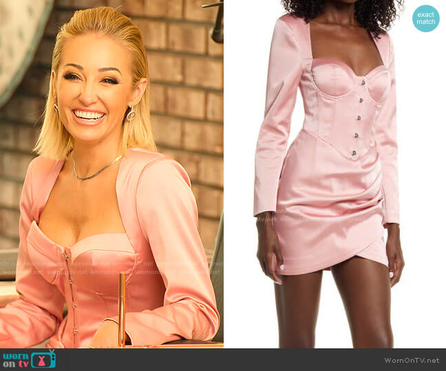 Lavish Alice Corset Long Sleeve Satin Cocktail Dress worn by Mary Fitzgerald on Selling Sunset