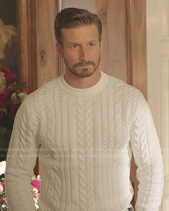 Liam’s white cable knit sweater on Dynasty