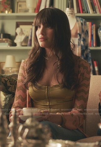 Luna’s pink and green zig zag cardigan on Gossip Girl