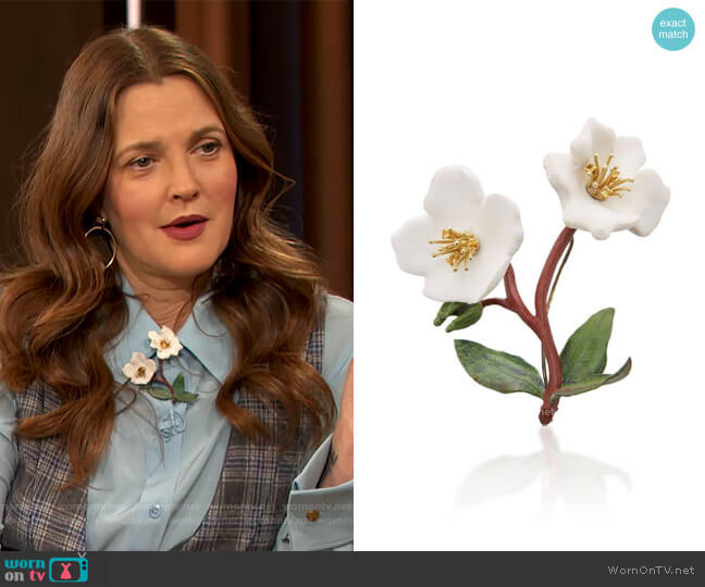 Luz Camino Helebore Brooch worn by Drew Barrymore on The Drew Barrymore Show