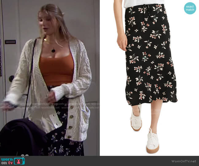 Madewell Botanical Print Midi Skirt worn by Alice Caroline Horton (Lindsay Arnold) on Days of our Lives