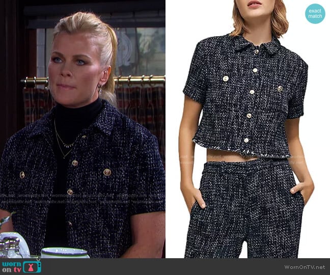 Maje Cilaga Tweed Shirt worn by Sami Brady (Alison Sweeney) on Days of our Lives